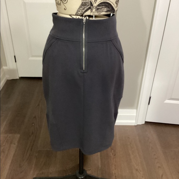 Charcoal Grey Ponte Knit Pencil Skirt - Picture 2 of 7